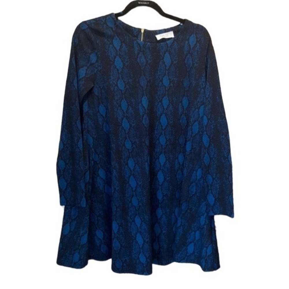Peach Love Snake Swing Dress with Pockets Blue Black‎